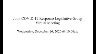 Joint COVID-19 Response Legislative Group  Virtual Meeting