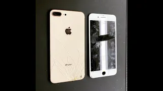 iPhone 8 Plus Screen and frame with back glass replacement.(Restoration  Speed Process)