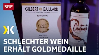 Gold für nichts: Schlechter Rotwein gewinnt internationalen Wettbewerb | 2024 | Kassensturz | SRF