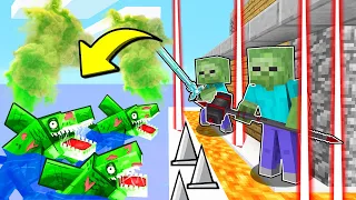 GÜVENLİ EV VS ZOMBİ KÖPEK BALIĞI ORDUSU 😱 - Minecraft