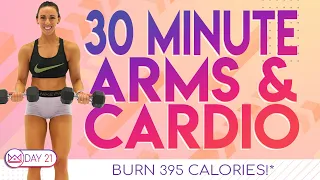 30 Minute Arms & Cardio Workout 🔥Burn 395 Calories 🔥30 Day At-Home Workout Challenge | Day 21