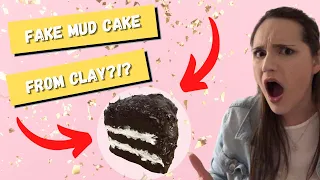 FAKE CHOCOLATE CAKE FROM CLAY! How to make a realistic DIY faux chocolate mud cake prop for display!