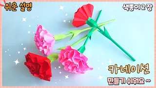 예쁘고 쉬운 카네이션 종이접기/paper flower.Easy origami