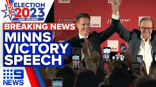 Chris Minns delivers victory speech | NSW Election 2023 | 9 News Australia