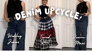 DENIM UPCYCLE: Maxi Skirt, Wide-Leg Jeans and a Tiered Skirt!