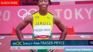 100m women round 1 - Heat 5...#olympics2020 #tokyojapan. shelly-ANN FRASER-PRYCE wins