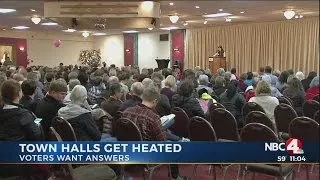 Town halls get heated