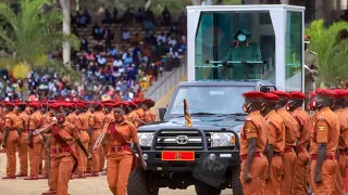 MUSEVENI driven in a bullet proof glass car, inspects Uganda Prisons Parade, pass out 2,234 officers