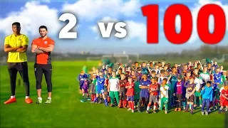 100 Kids vs 2 PRO Footballers In A Soccer Match