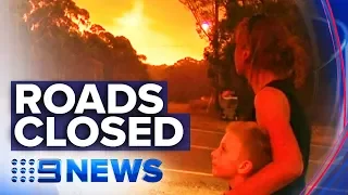 Hundreds stranded as bushfires close NSW roads | Nine News Australia