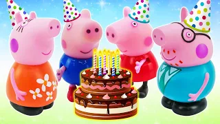 Peppa Pig et sa famille. Vidéos en français pour enfants. Un gâteau d'anniversaire pour papa.