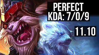 KLED vs VOLIBEAR (TOP) | 7/0/9, 600+ games, 1.2M mastery, Godlike | KR Diamond | v11.10