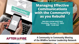 Managing Effective Communications with the Community as you Rebuild