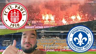PYROS und CHOREO von DARMSTADT | Laute PAULI FANS | SV Darmstadt 98 vs FC St. Pauli | Stadionvlog