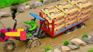 Diy tractor stuck in mud with full Parle-G Loading science project | DIY tractor video #tractor