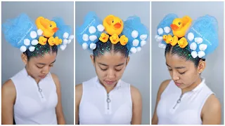 Peinado loco y divertido para niñas 🤪💦 | crazy hairstyles 🐤🤪