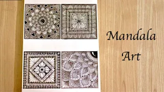 4 Mandala Art Patterns for Beginners- How to draw Mandala art step by step | Part-2