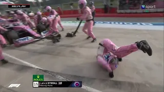 Lance Stroll Knocks Over Mechanic