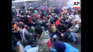 SERBIA: PROTESTERS PELT PRESIDENT'S OFFICES WITH EGGS AND RED PAINT