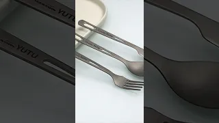 Pure Titanium Tableware Set Outdoor Household Frosted Knife And Fork Spoon Chopsticks