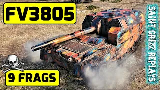 WoT FV3805 Gameplay ♦ 9 Frags 5k Dmg ♦ SPG Arty Review
