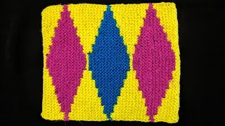 DIAMOND PATTERN POOJA AASAN/TABLE MAT/DOOR MAT KNITTING TUTORIAL #