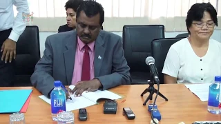 Fijian Minister for Local Government signing between Fijian Government and Commonwealth Government.