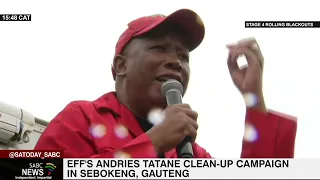 Malema addresses the community during EFF's Andries Tatane clean-up campaign
