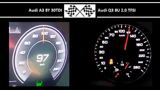 Audi A3 8Y 30TDI VS. Audi Q3 8U 2.0 TFSI - Acceleration 0-100km/h