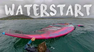 WATERSTART with BIG AND HEAVY race sail | POV