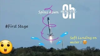 Falcon 9 soft lands on water |#Spacex #FirstStage #LandsOnWater #CRS16