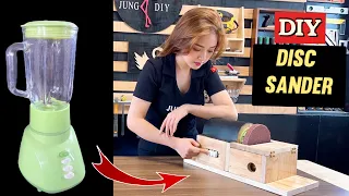 A Young Girl Makes A Disc Sander From a Blender Motor  | DIY Disc Sander