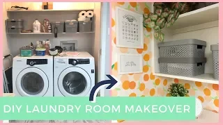 DIY COLORFUL LAUNDRY ROOM MAKEOVER! CLEAN CLOSET CHALLENGE!