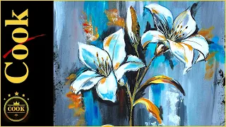 How to  Paint Easter Lillies  in Acrylic Tutorial with Ginger Cook