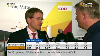Daniel Günther zur Hochrechnung der Landtagswahl in Niedersachsen am 15.10.17