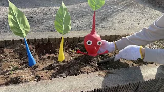 Pikmin in the garden made of clay