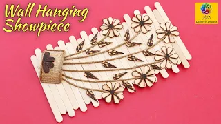 Wall Hanging Flower Vase from Jute, Popsicle Sticks | Easy DIY Craft | Wall Showpiece for Room Decor