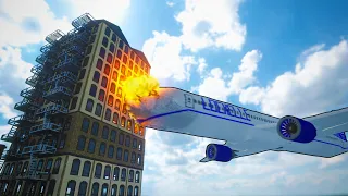 Realistic Plane Crashes vs Buildings #5 | Teardown