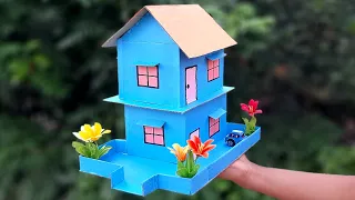 How to Make a Beautiful Cardboard House | Make Small Cardboard House | Cardboard House @DianCrafts