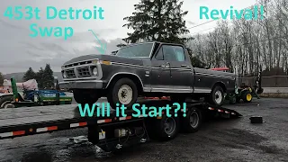 REVIVAL! Detroit swapped 1976 Ford F250 with a 453t Detroit Diesel! Sitting since 1996 WILL IT START