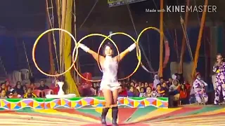 Olimpic Circus beautiful girl showing amazing ring balance