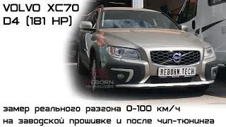 Замер разгона Volvo XC70 D4 (181 л.с.) на заводской прошивке и после чип-тюнинга при помощи Dragy.