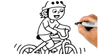 How to DRAW A BOY RIDING A BIKE Step by Step Easy Drawings