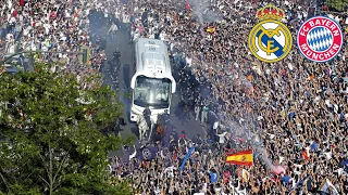 Incredible Scenes As Real Madrid Fans Welcome The Team Bus Ahead Of CL Match Against Bayern Munich