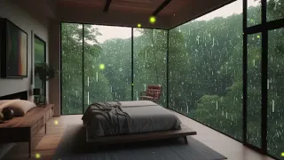 Peaceful Rainforest Night - A Quiet Night with Rain and thunder in the Bedroom Window 🌙