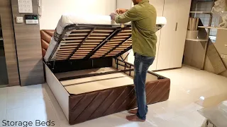 Queen Size Bed with Hydraulic Storage | Modern Queen Size Beds | Storage Beds | Storage Bed Design