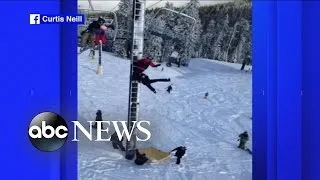 Snow Skier Saved From Lift in Dramatic Rescue