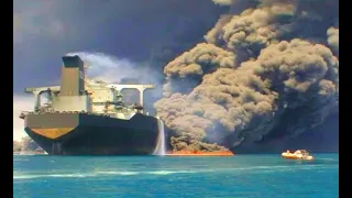 Giant Oil Tanker Ships Crash in Fire! Big Tankers VS Largest Waves In Epic Storm