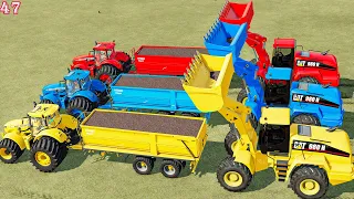 TRANSPORT OF COLORS! Massey FERGUSON Tractors & GIANT CAT LOADERS! OLIVE JOBS! FS22