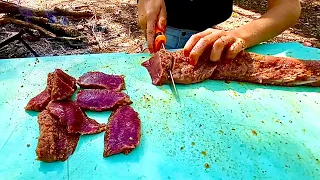 BACKSTRAPS over fire | ￼DEER HUNT catch cook